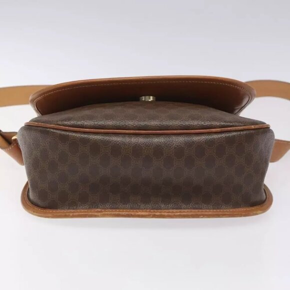 CELINE Macadam Canvas Shoulder Bag PVC Leather Brown Gold Auth 113138 - Picture 9 of 14